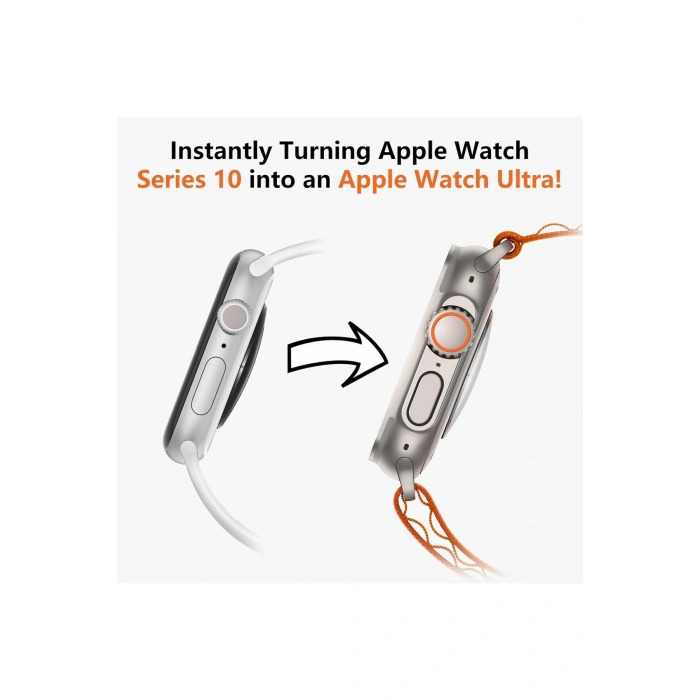 Apple Watch 10. Nesil 46mm Akıllı Saati Apple Watch Ultraya Dönüştüren Ekran Koruyuculu Kasa Kiti