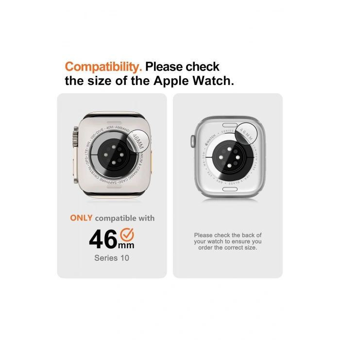 Apple Watch 10. Nesil 46mm Akıllı Saati Apple Watch Ultraya Dönüştüren Ekran Koruyuculu Kasa Kiti
