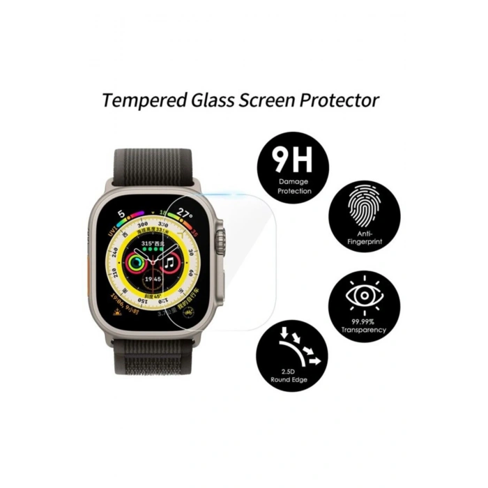 Apple Watch Ultra/Ultra 2/Ultra 3 49MM ile Uyumlu Kristal Netlik 9H Temperli Cam Ekran Koruyucu