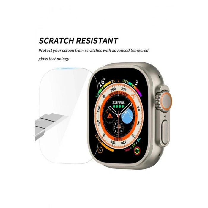 Apple Watch Ultra/Ultra 2/Ultra 3 49MM ile Uyumlu Kristal Netlik 9H Temperli Cam Ekran Koruyucu