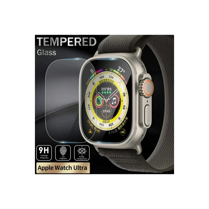 Apple Watch Ultra/Ultra 2/Ultra 3 49MM ile Uyumlu Kristal Netlik 9H Temperli Cam Ekran Koruyucu
