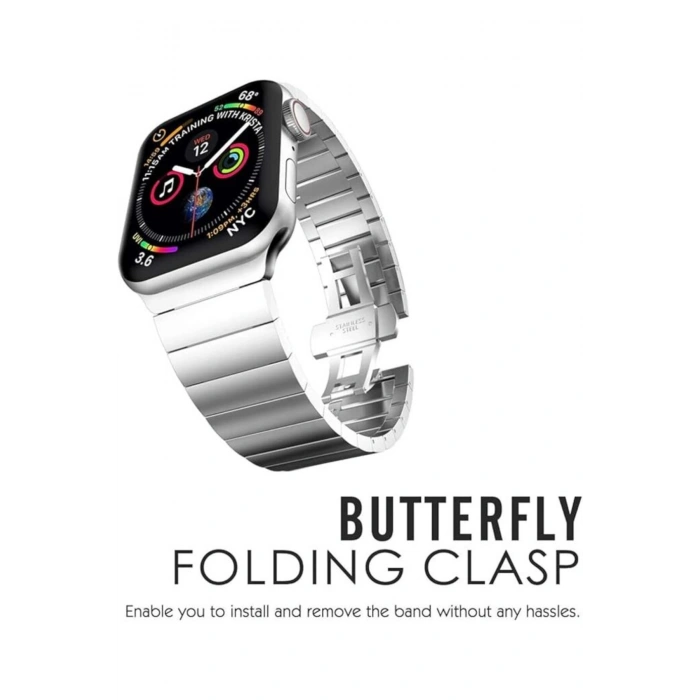 Apple Watch 38-40-41mm Stainless Steel Balık Sırtı Metal Kordon Series 11/10 42mm 9/8/7/SE3-2/6 Uyum