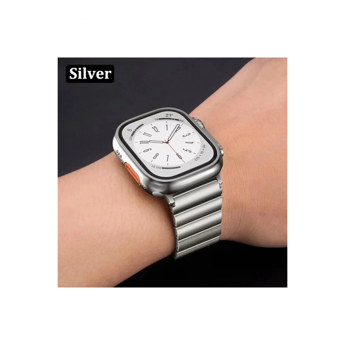 Apple Watch 38-40-41mm Stainless Steel Balık Sırtı Metal Kordon Series 11/10 42mm 9/8/7/SE3-2/6 Uyum