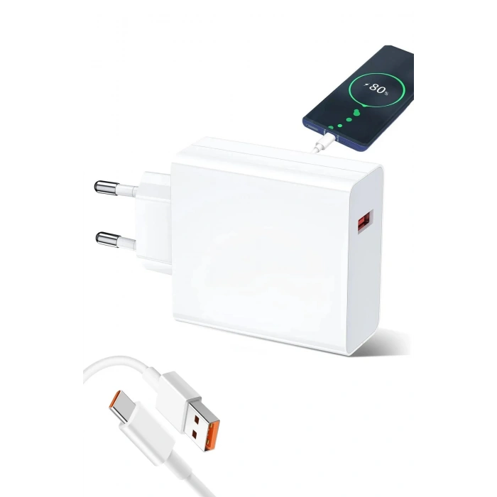 Xiaomi ile Uyumlu 67W Turbo Şarj Hızlı Şarj Saliseli TYPE-C Şarj Aleti Kablo+Başlık Set