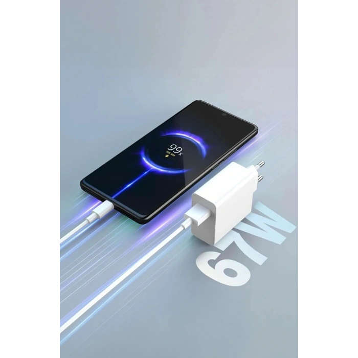 Xiaomi-Redmi-Samsung Android Telefonlar için 67W Turbo Şarj Hızlı Şarj Saliseli TYPE-C Şarj Aleti