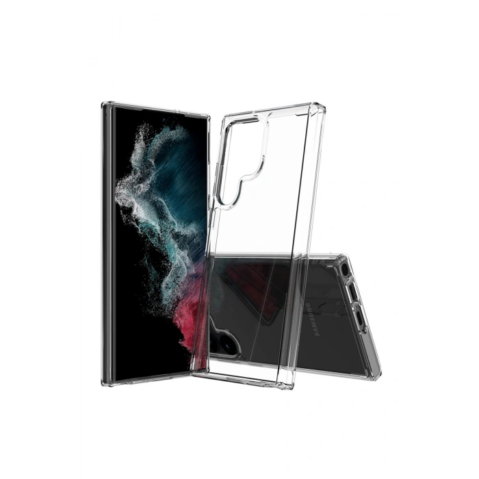 Samsung Galaxy S23 Ultra ile Uyumlu Sararmaz Sert PC Kristal Netlikte Şeffaf Telefon Kılıfı