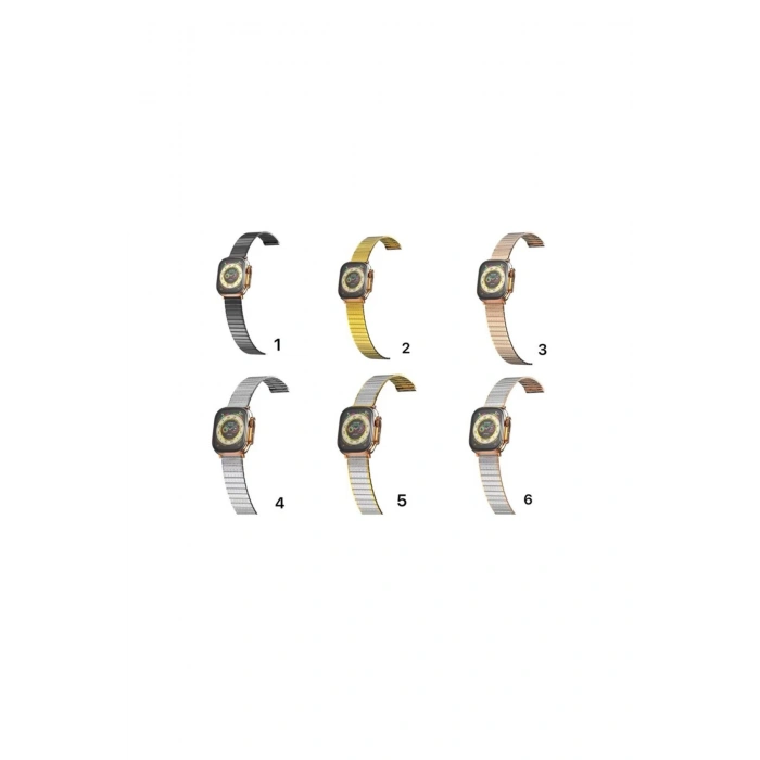 Apple Watch 41/40/38Mm Series 10/11(42MM)/9/8/7/SE1-2-3/6 Uyumlu Çift Renk İşlemeli Metal Lüx Kordon