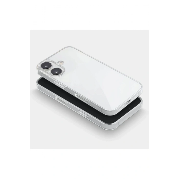 Apple iPhone 16 ile Uyumlu Sararmaz Sert PC Kristal Netlikte Minimalist Şeffaf Kılıf