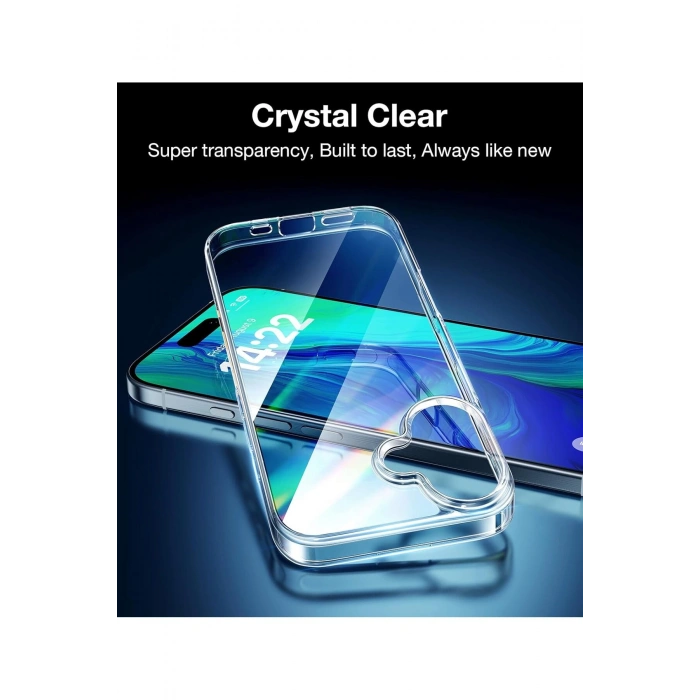 Apple iPhone 16 ile Uyumlu Sararmaz Sert PC Kristal Netlikte Minimalist Şeffaf Kılıf