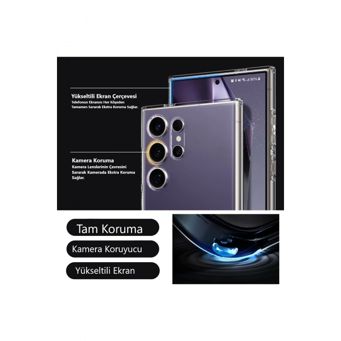 Samsung Galaxy S25 Ultra ile Uyumlu Kamera Korumalı Şeffaf Silikon Kılıf