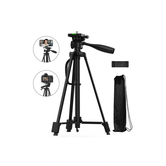 Telefon/Fotoğraf Makinesi/Kamera ile Uyumlu 1,4 Metre Ayarlanabilen Su Terazili Profesyonel Tripod