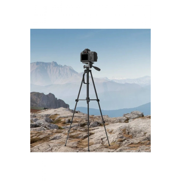 Telefon/Fotoğraf Makinesi/Kamera ile Uyumlu 1,4 Metre Ayarlanabilen Su Terazili Profesyonel Tripod