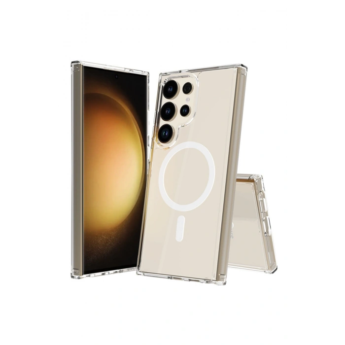 Samsung Galaxy S25 Ultra İçin Uyumlu Magsafe Şarj Destekli Şeffaf Pc Kılıf