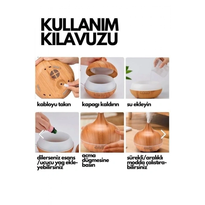 ODA HAVA NEMLENDİRİCİSİ-AROMATERAPİ 7 FARKLI IŞIK SEÇENEKLİ KUMANDALI HUMIDIFIER