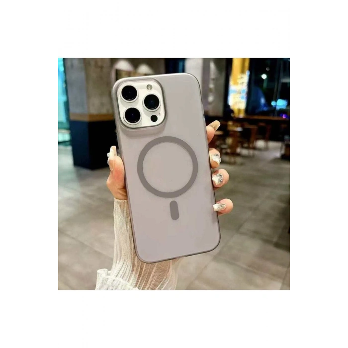 iPhone 15 Pro ile Uyumlu Minimalist Tasarım Mat Buzlu Soft Slim MagSafe Özellikli PC Kılıf