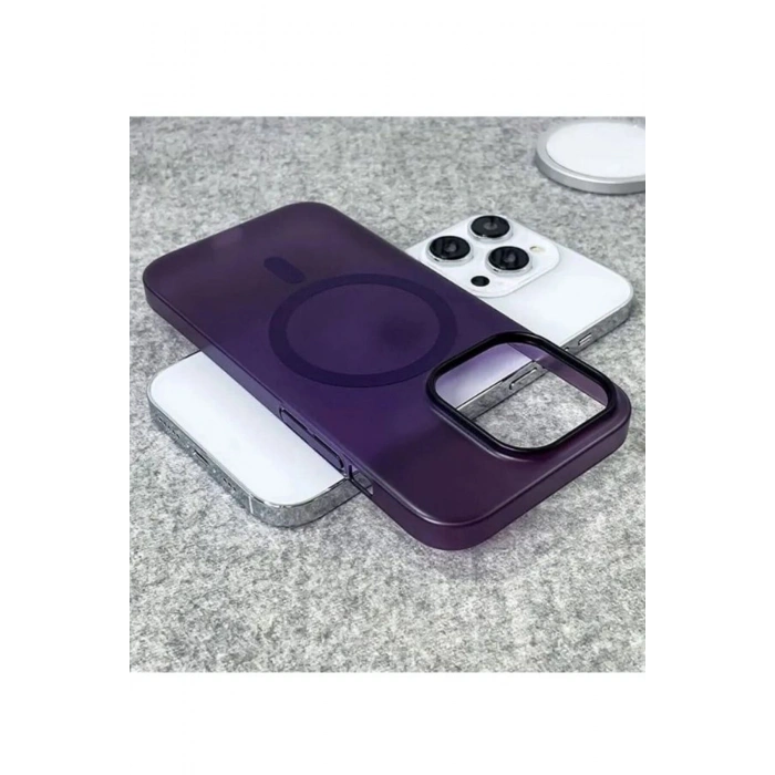 iPhone 15 Pro ile Uyumlu Minimalist Tasarım Mat Buzlu Soft Slim MagSafe Özellikli PC Kılıf
