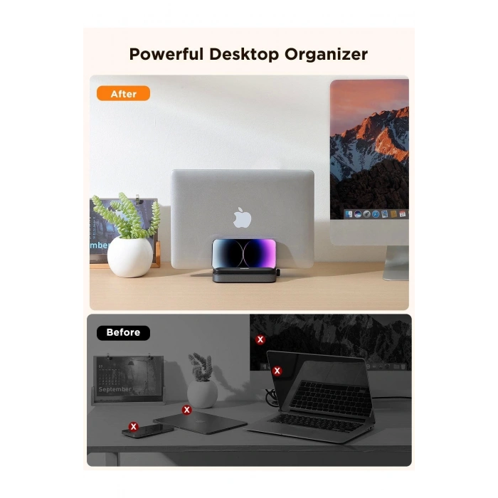 Zs374 Dikey Laptop Telefon Ve Tablet Tutucu Masaüstü Organizer Stand