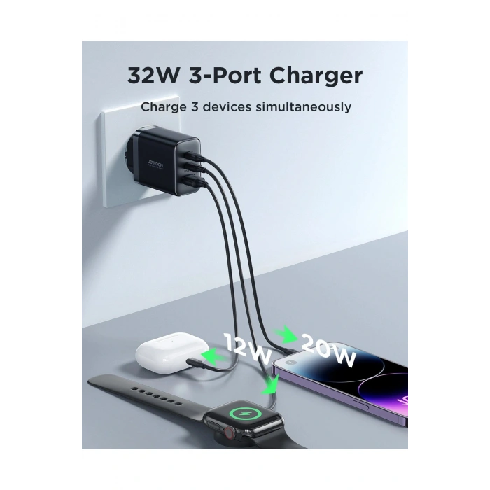 TCF10 1 Usb 2 Type-c Çıkışlı 32w Şarj Adaptörü