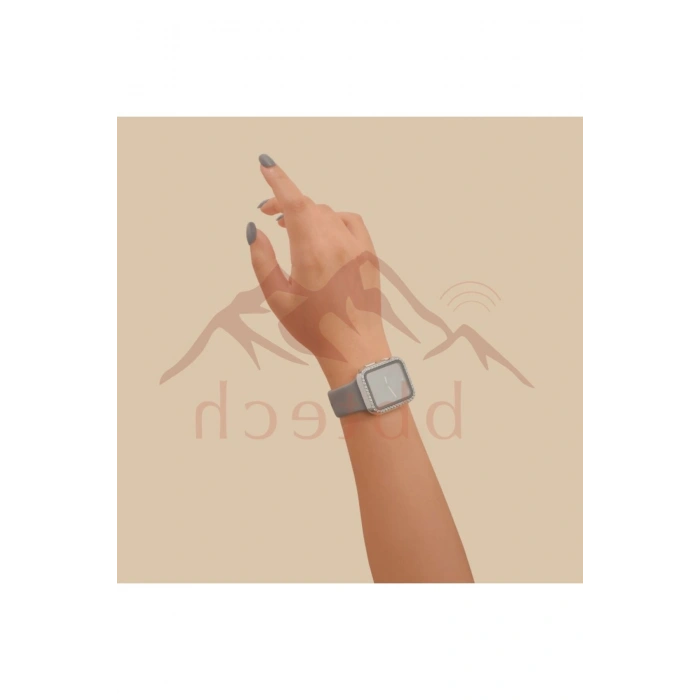 Apple Watch Seri 10 42mm Uyumlu Taşlı Kasa Koruyucu Renkli PC Parlak Taş Detay Kasa Ekran Koruyucu