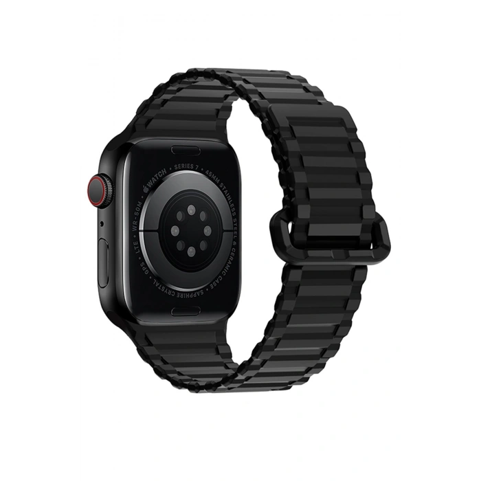 Apple Watch 7/8/SE/SE2/SE3/9/10/11 42/44/45/46/49mm Uyum Askeri Desen Mıknatıslı Silikon Kordon
