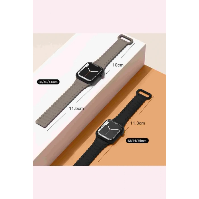 Apple Watch 7/8/SE/SE2/SE3/9/10/11 42/44/45/46/49mm Uyum Askeri Desen Mıknatıslı Silikon Kordon