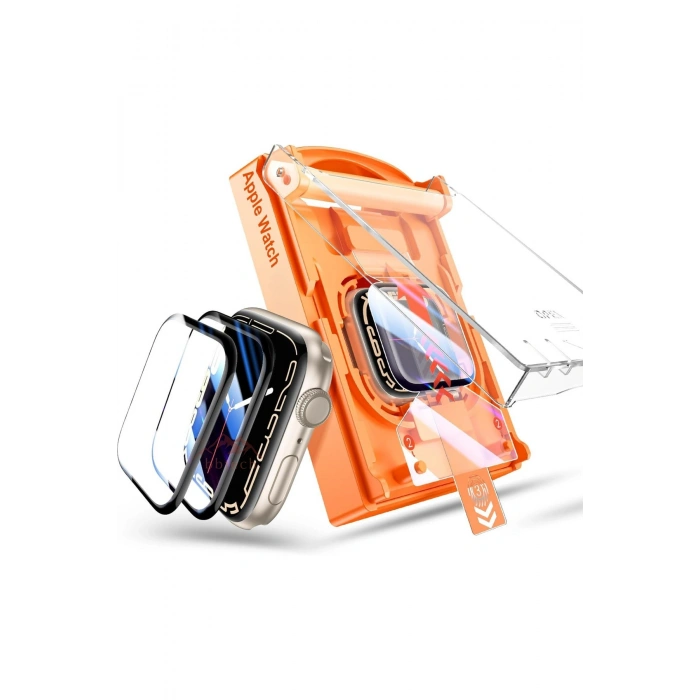 Apple Watch Series 10 42mm Uyumlu Uygulaması En Kolay Ekran Koruyucu Otomatik Hizalama Aparatlı Kit