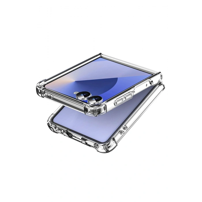 Samsung Galaxy Z Flip 7 ile Uyumlu Kablosuz Şarj Magsafe Özellikli Şeffaf Silikon Kılıf