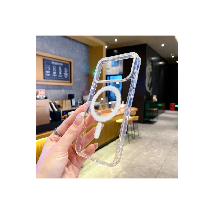 Apple İphone 17 AİR ile Uyumlu Magsafe Kablosuz Şarj Destekli Şeffaf Silikon Kılıf