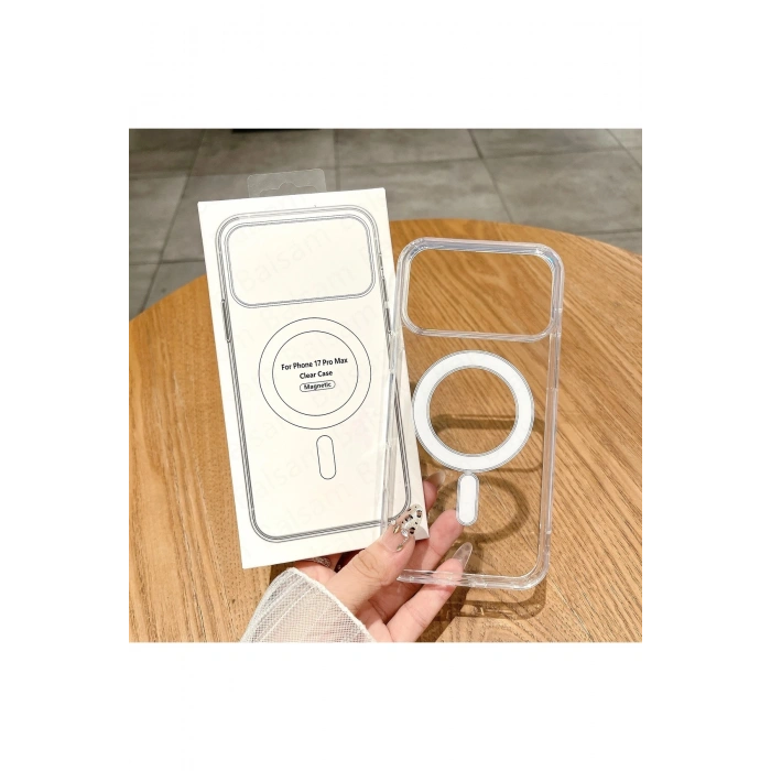 Apple İphone 17 PRO MAX ile Uyumlu Magsafe Kablosuz Şarj Destekli Şeffaf Silikon Kılıf
