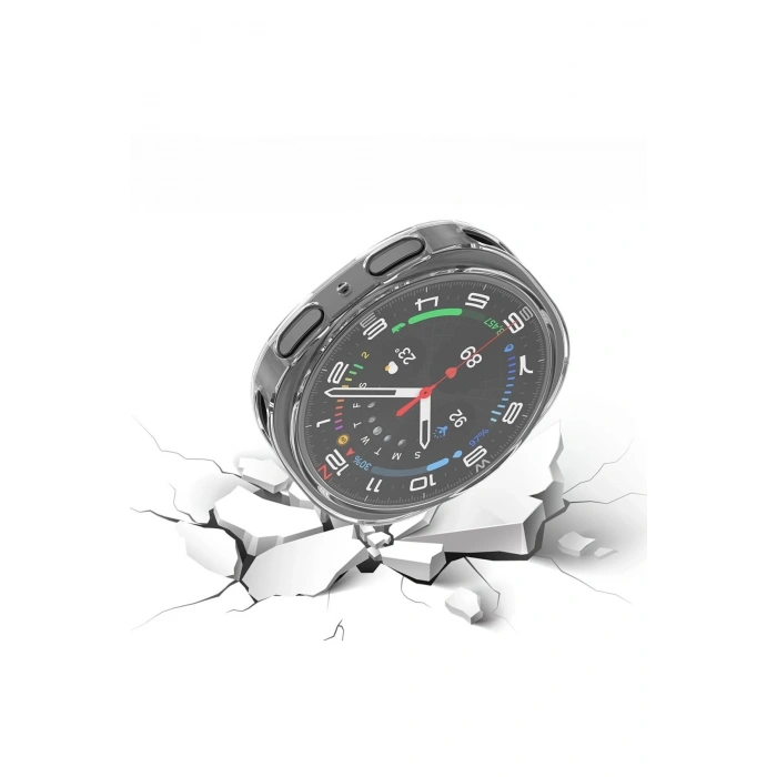 Samsung Galaxy Watch 8 44mm Şeffaf Yumuşak Silikon Tam Koruma Kasa Ve Ekran Koruyucu TPU Full Cover