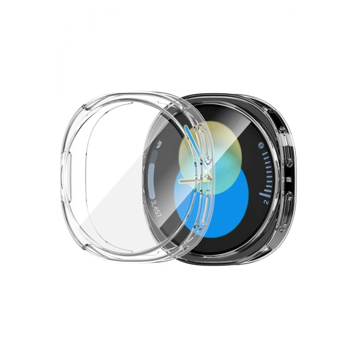 Samsung Galaxy Watch 8 44mm Şeffaf Yumuşak Silikon Tam Koruma Kasa Ve Ekran Koruyucu TPU Full Cover