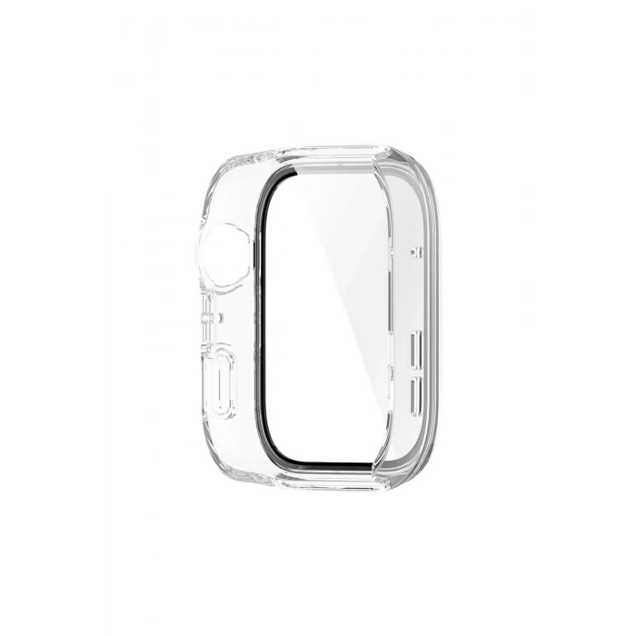 Huawei Watch Fit 4 Uyumlu Şeffaf PC Kasa Ve Ekran Koruyucu Siyah Çizgili Full Cover Case