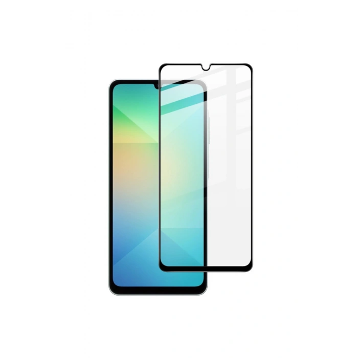Samsung Galaxy A07 ile Uyumlu Tam Kaplayan Siyah Çerçeveli Temperli Cam Ekran Koruyucu