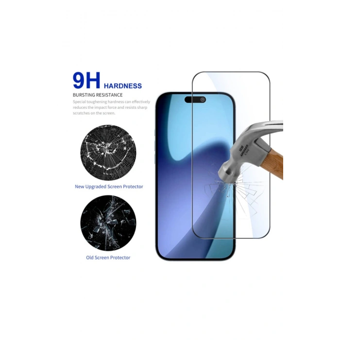 iPhone 17 Air Uyumlu 9H Tam Kaplayan Anti-Statik Temperli Cam Ekran Koruyucu Çizilmez HD Netlik