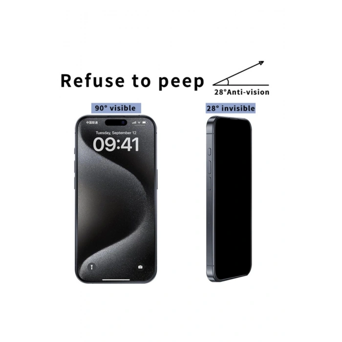 iPhone 17 Pro Max Uyumlu 9H Tam Kaplayan Hayalet Anti-Statik Temperli Cam Ekran Koruyucu HD Netlik