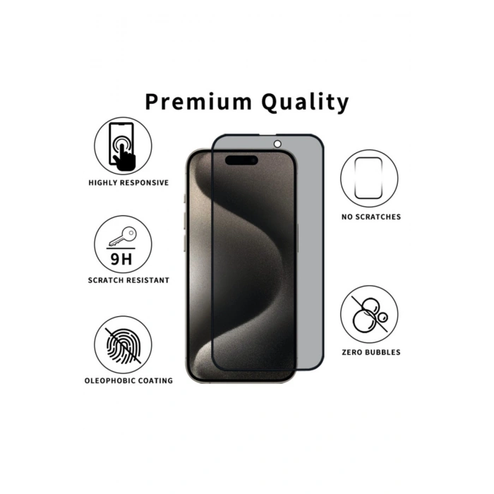 iPhone 17 Pro Max Uyumlu 9H Tam Kaplayan Hayalet Anti-Statik Temperli Cam Ekran Koruyucu HD Netlik