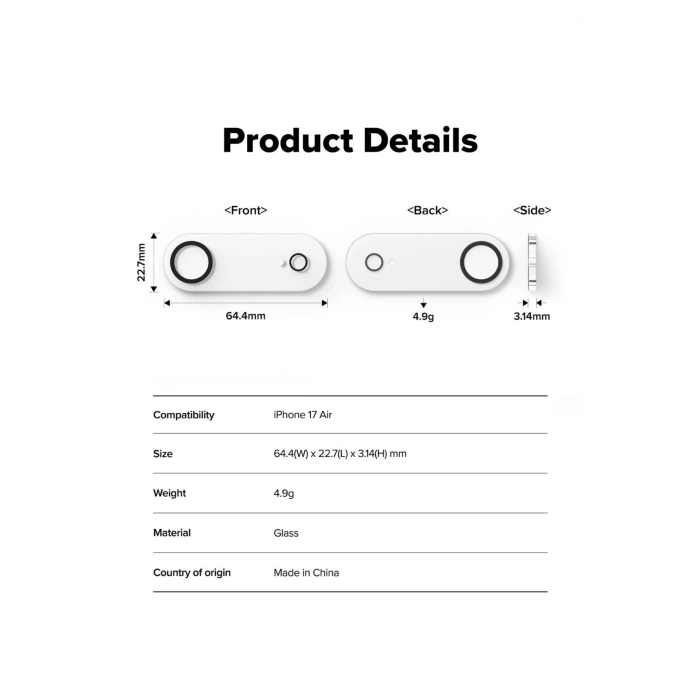 iPhone 17 Air ile Uyumlu Kristal Netlik 9H Kırılma Karşıtı Cam Kamera Ünitesi ve Lens Koruyucu