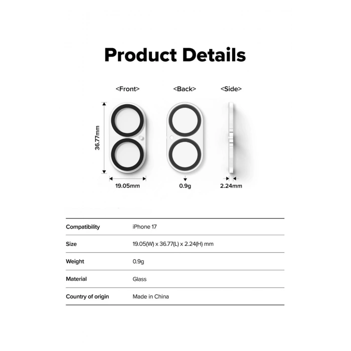 iPhone 17 ile Uyumlu Kristal Netlik 9H Kırılma Karşıtı Cam Kamera Ünitesi ve Lens Koruyucu