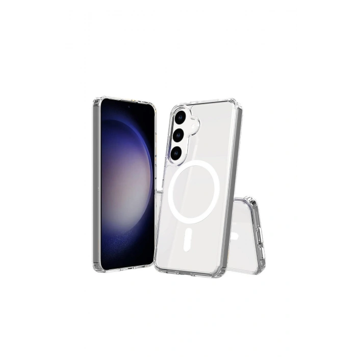 Samsung Galaxy S24 Magsafe Wireless Kablosuz Şarj Destekli Şeffaf Darbe Emici Telefon Kılıfı