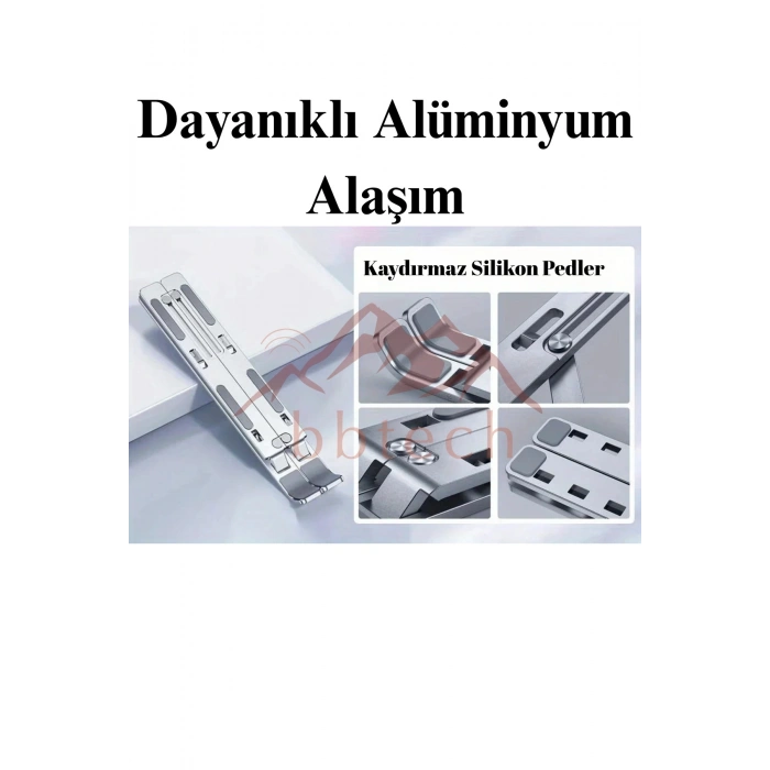 Macbook/Notebook ve Tablet Uyumlu Metal Laptop Standı Hafif Kaydırmaz Ayarlanabilir Katlanabilir