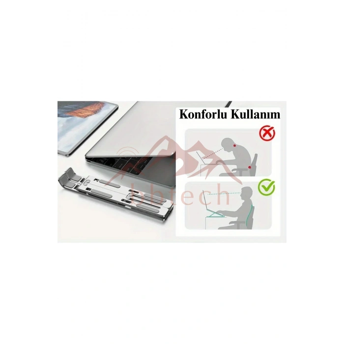 Macbook/Notebook ve Tablet Uyumlu Metal Laptop Standı Hafif Kaydırmaz Ayarlanabilir Katlanabilir