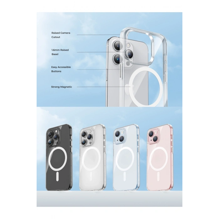 iPhone 15/14/13 ile Uyumlu Magsafe Şarj Özellikli Ultra İnce Sararmaz Şeffaf PC Minimalist Kılıf