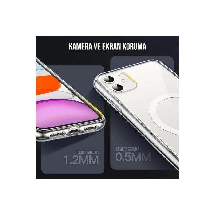 iPhone 11 ile Uyumlu Magsafe Şarj Özellikli Ultra İnce Sararmaz Şeffaf PC Minimalist Kılıf