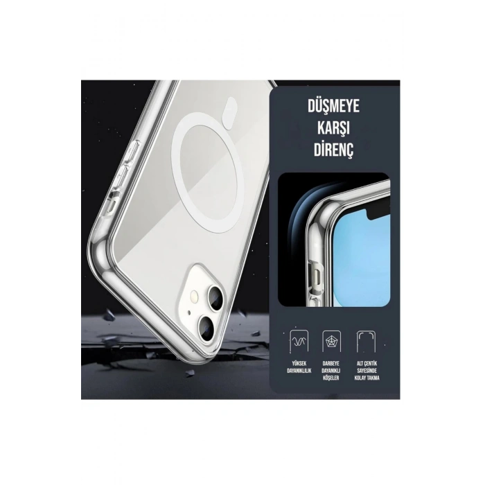 iPhone 11 ile Uyumlu Magsafe Şarj Özellikli Ultra İnce Sararmaz Şeffaf PC Minimalist Kılıf