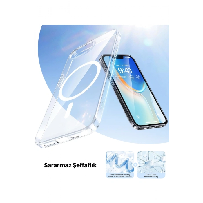 iPhone 16e ile Uyumlu Magsafe Şarj Özellikli Ultra İnce Sararmaz Şeffaf PC Minimalist Kılıf