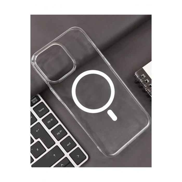 iPhone 14 Pro Max ile Uyumlu Magsafe Şarj Özellikli Ultra İnce Sararmaz Şeffaf PC Minimalist Kılıf