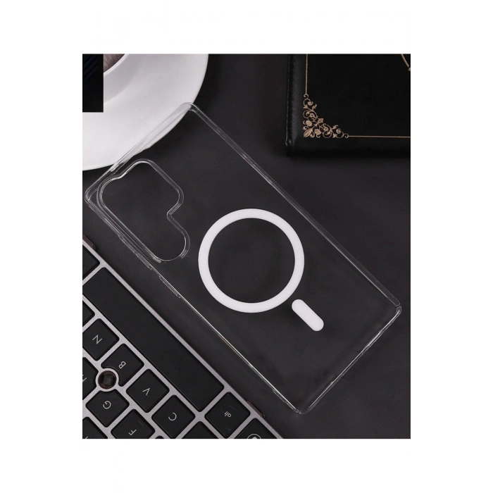 Samsung Galaxy S25 Ultra Magsafe Şarj Özellikli Ultra İnce Sararmaz Şeffaf PC Minimalist Kılıf
