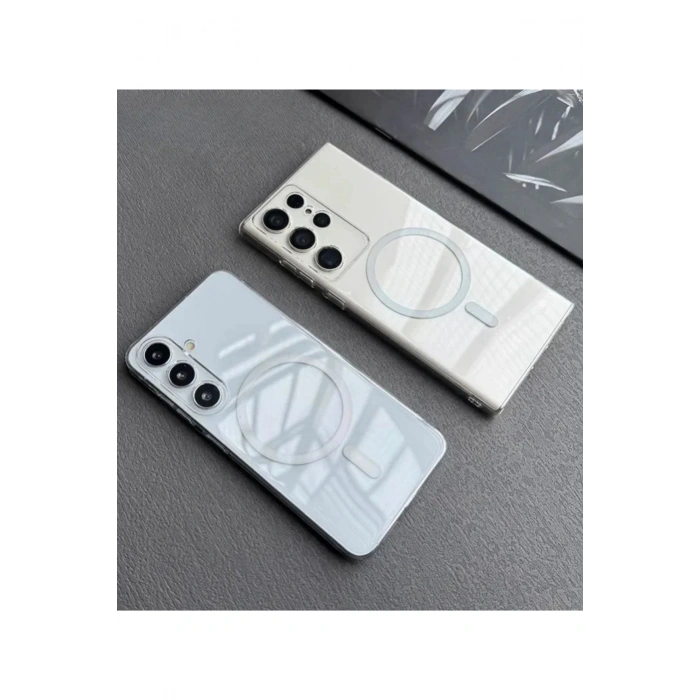 Samsung Galaxy S25 Plus Magsafe Şarj Özellikli Ultra İnce Sararmaz Şeffaf PC Minimalist Kılıf