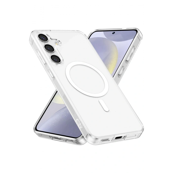 Samsung Galaxy S24 FE Magsafe Şarj Özellikli Ultra İnce Sararmaz Şeffaf PC Minimalist Kılıf
