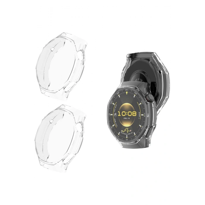 2 Adet Huawei Watch GT 6 Pro 46mm Uyumlu Şeffaf Silikon Kasa Koruyucu TPU Esnek Yumuşak Koruyucu